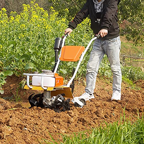 2,2 kW Power Pinne Benzinfräse Rotavator Kultivator 2-Takt Benzinmotor Hacke Akku-Rasen-Vertikutierer mit 4 Pinne Klingen Ideale Gartenfräse Rotavator für Bodenlockerung