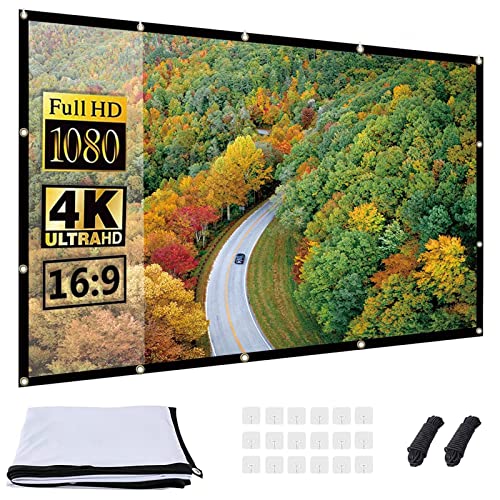 OWill Leinwand Beamer 100 Zoll,16:9 HD Faltbarer Beamer Leinwand, Anti-Falten Doppelseitige Projector Screen,Tragbarer Projektor Leinwand für Zuhause,Schule,Treffen