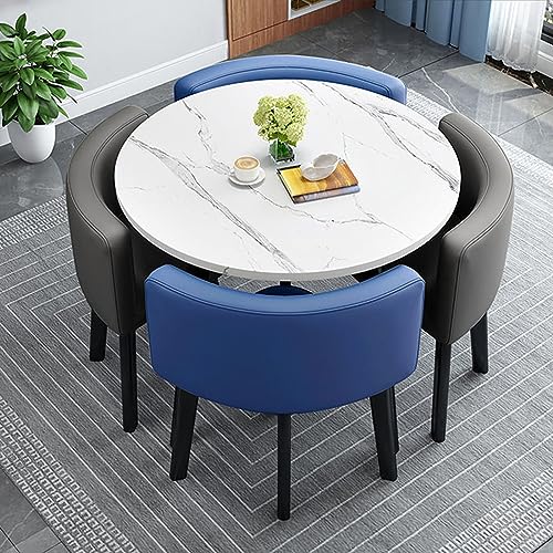 Modernes Bürokonferenztisch-Set mit 4 Stühlen, kleiner Konferenzraumtisch für Meetings und Verhandlungen, runder Büro-Empfangstisch für Küche oder Esszimmer, 80 cm J