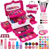 Kinderschminke Makeup Set Schminkkoffer Mädchen - Waschbar Schminke Kinder Make Up Set Mädchen Spielzeug, Halloween Geburtstags Weihnachts Geschenke für Mädchen 3 4 5 6 7 8 9 10 Jahre