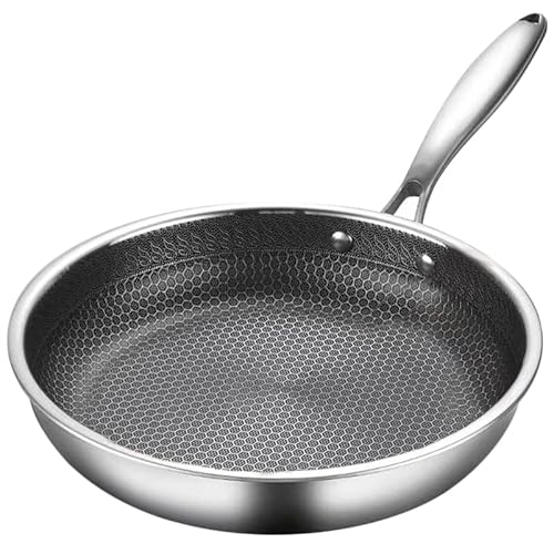 STOBOK Edelstahl Bratpfanne Mit Wabenstruktur Multifunktionale Pfanne Für Induktionsherde Und Gasherde Leichte Handhabung Und Hohe Wärmeleitung Für Müheloses Braten Und Kochen