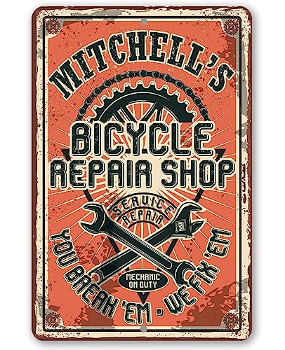Personalisiert - Fahrrad-Reparaturwerkstatt blechschilder retro mit sprüchen vintage home deko 12x8 inch/30x20cm