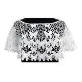 Damen Outerwear neue Mode Farbe kurze Spitze Haken Blume hollow kleine Weste Tin blouse Wolke Schulter blouse, White, Einheitsgr��e