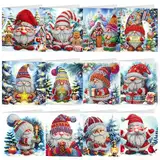 Humtudeit 12 Stück DIY 5D Diamond Painting Weihnachten, Weihnachtskarten Diamond Painting Karten Diamond Painting Grußkarten Geburtstag Karte Geschenkkarte Weihnachtsbasteln Für Erwachsene Kinder