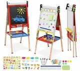 Kinder Staffelei,3 in 1 Kinder Staffelei mit Papierrolle,Höhenverstellbar Kids Easel Foldable Double-Sided Whiteboard&Chalkboard,Anderem Zubehör für Kinder und Kleinkinder,Tafel für Kinder 3-8 Jahren