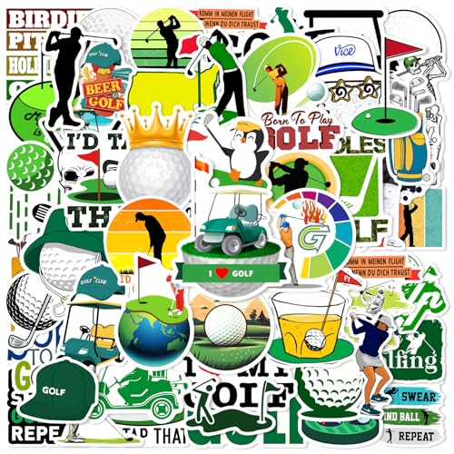 50 Stück Golf Sport Aufkleber Pack Golf Sticker Set wasserdichte Vinyl Sticker für Laptop Kinder Autos Motorrad Fahrrad Skateboard Gepäck Koffer Computer Aufkleber Graffiti Decal