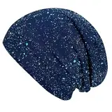 Wollhuhn ÖKO Jungen/Mädchen Bequeme Weiche Long Beanie/Mütze/Beanie-Mütze/Strickmütze/Kindermütze Jersey Gefüttert Übergangszeiten (Öko-Stoffe/Bio) 20220620 Galaxy Blau, L