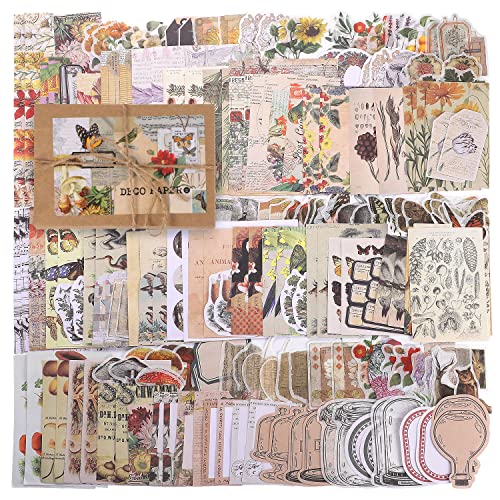 200 Stück Scrapbooking Sticker Set, 120 Blumen Pflanzen Bastelpapier 80 Washi Aufkleber Scrapbook Zubehör Deko Aesthetic Vintage für Journaling Fotoalbum Sammelalbum Kalender Notizbuch