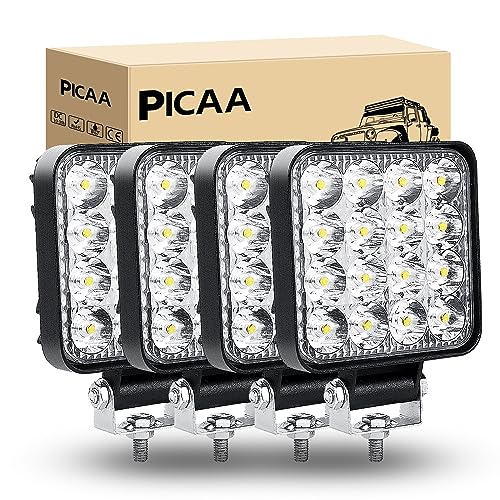 PICAA LED Arbeitsscheinwerfer 4X 3.3 Zoll 48W Arbeitsscheinwerfer Traktor 12V 24V Spotlight Wasserdicht Arbeitslicht led zusatzscheinwerfer für Bagger Traktoren Schlepper ATV Lkw Offroad 4X4