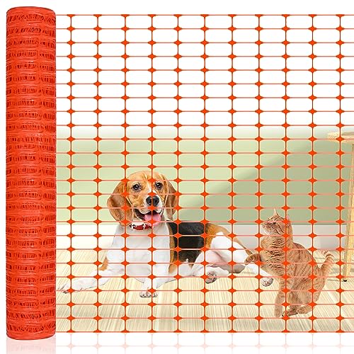 VANCHEMO Absperrzaun aus Kunststoff 1x50m Bauzaun Begrenzungszaun, Nutztierzäune 100 cm hoch Schutznetz Geschnitten Werden Mobiler Zaun Hühnerzaun Geflügelzaun Warnnetz, Orange