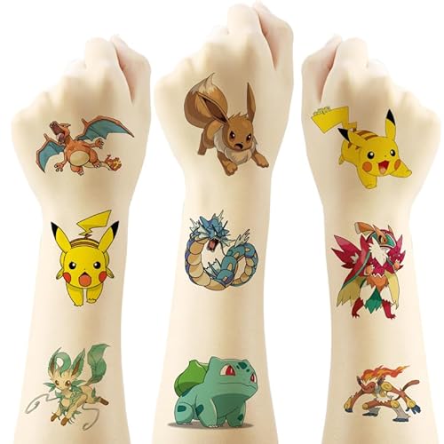 100pcs Poke Poket Monster Kinder Tattoos Cartoon Cute Anime Temporäre Tattoos 6 Sheets