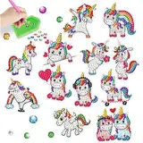 Kireida® 12 Stück Kinder-Diamant-Malerei-Aufkleber-Set, Einhorn, DIY, Malen nach Zahlen, Edelstein-Kunsthandwerk für Kinder und Erwachsene, Diamant-Punkte-Mosaik-Set