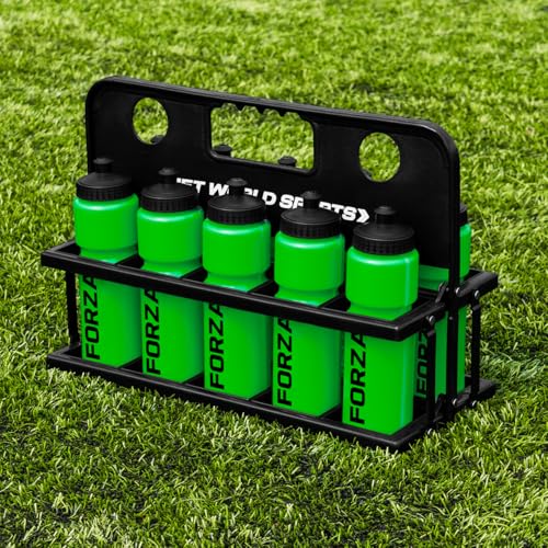 FORZA Sport Flaschenträger (750ml) mit 10 Trinkflaschen - BPA-freier Kunststoff - perfektes Trinkflasche Sport Set (Grün)