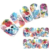 JUSTFOX - Nagel Sticker Tattoo Nail Art Totenkopf Rosen