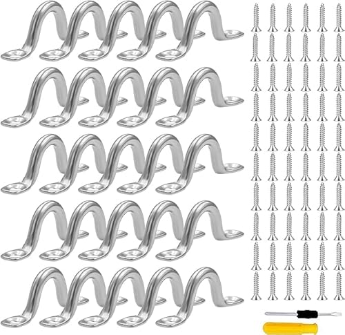 GZkushi 30 STK Edelstahl Pad Eye, Fenderöse Klein 304 Edelstahl für Kajak Kanu, Kayak Canoe Rigging mit 60 Schrauben und Schraubendreher(6mm Silver)