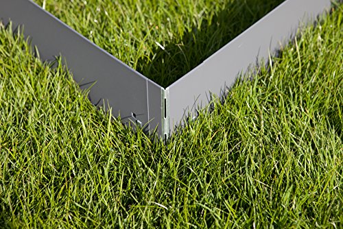 Ecke für Rasenkante Metall - Passend zu unseren 120cm langen Rasenkanten - 4er Set Ecke für Beeteinfassung Metall - Höhe 18,5 cm - Ideal für Garten Beeteinfassung & Wegbegrenzung - Feuerverzinkt Grau