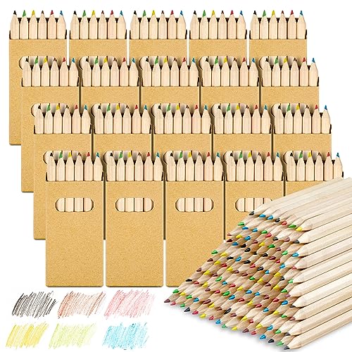 Svalor 20 Packungen Buntstifte-Set mit je 6 Buntstiften, 120 Mini Buntstift Mehrfarbig Holzstifte im Kartonetui, Buntstifte für Kinder Kunst Zeichnung, Skizzieren und Färbung