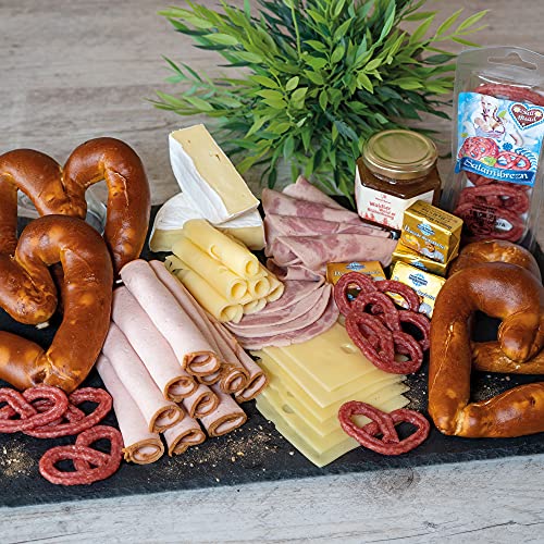 WURSTBARON® Frühstücksbox, Fleisch, Wurst und Käse, inkl. Honig und Brezeln, hochwertige Qualität aus Bayern, leckerer Geschenkkorb für sie und ihn