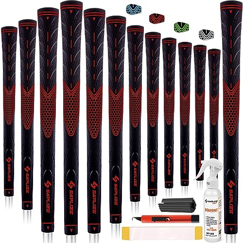 SAPLIZE Golfgriffe 13er-Set mit komplettem Regripping-Kit, Standardgröße, Golfschlägergriffe aus Gummi, Rot