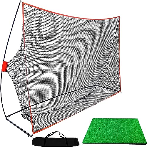 Golfnetz Übungsnetz Outdoor Set Golfübungsnetz 300 x 213 cm (10 x 7 ft) mit 60 x 30 cm Golfmatte und 1 Golf Tees Gummi, Golf Driving Training Schlagnetz Trainingsnetz Trainingshilfe zum Garten