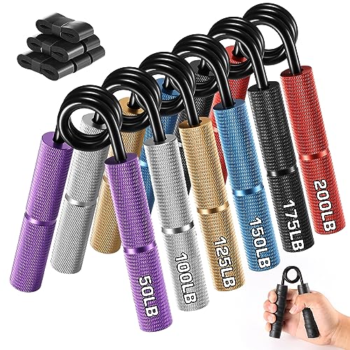 Hozzen Handtrainer Fingertrainer, Griffkraft Trainer Trainingsset - 6er-Pack (50/100/125/150/175/200LB) Handgelenk Trainer, Hochbelastbares Handgriff für Muskelaufbau und Hand-Rehabilitationsübungen