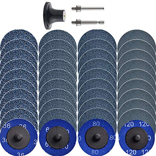 NYXCL 40Pcs 2 Zoll Zirconia Quick Change Sanding Discs Set 2Pcs 1/4"Halter Die Schleifer Surface Conditioning Burr Rust Paint Removal