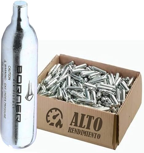 BORNER - Hochleistungs-CO2-Flaschen | Druckluftkartuschen mit 12 g Ladung für Airsoft-Waffen oder Luftgewehre (50 Flaschen)