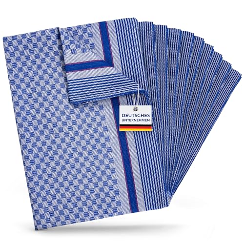 BERTSCH Grubentücher 10er Set [Öko-Tex Zertifiziert] Geschirrtücher aus 100% Baumwolle - Grubentuch blau kariert (50x100cm) - Geschirrhandtücher 95°C waschbar, Grubenhandtücher, Geschirrtuch