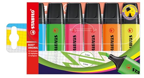 STABILO - Textmarker - BOSS ORIGINAL - 6er Pack - mit 6 verschiedenen Farben