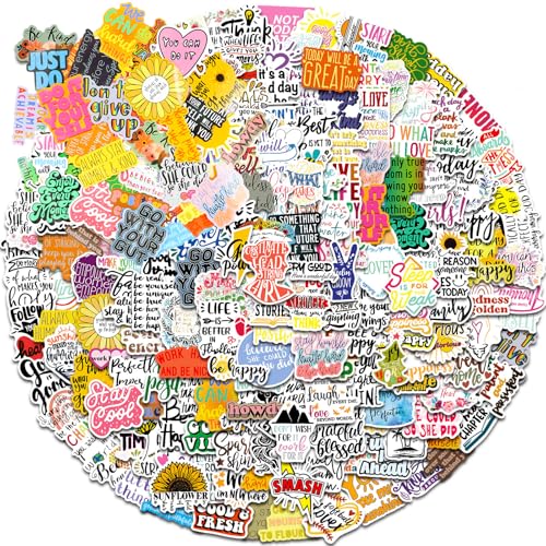 200 Stück Inspirierende und Motivierende Zitate Aufkleber, Wasserdichte Vinyl Positive Aufkleber für Jugendliche, Erwachsene, Wasserdicht Aufkleber für Wasserflasche, Laptop, Gitarre, Scrapbooking