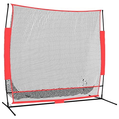 vidaXL Baseball Netz, Tragbares Übungsnetz mit Tragetasche, Baseball Rebounder Netz für Hof Park, Baseball Trainingsnetz für Spieler Anfänger, Schwarz Rot Polyester