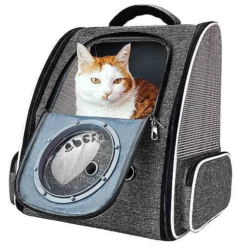 PENCCOR Haustier Hunde Katzen Rucksack Raumkapsel, Tragbar Transportrucksack Transporttasche für Haustiere Reisen Atmungsaktive Rucksack für große Katzen Kleine Hunde （maximale Last 8kg） (Grau)