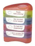 TimeTEX - Siebdruck-Stempel"Perpetuum", 4 Stempel Set - Super, tolle Leistung!", "Gut, du wirst immer besser!", "Du hast dich angestrengt!", "Beim nächsten Mal wird es besser! - 62999