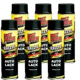 6x 500 ml FAST FINISH Rallye Autolack Lackspray Schwarz Matt Spraydose 292828