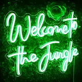 Looklight Welcome to the Jungle Neonschild Grüne LED-Leuchtreklame Buchstabe Jungle Neonlicht für Wanddekoration USB-Leuchtschild für Schlafzimmer Home Bar Fenster Garten Hochzeit Party