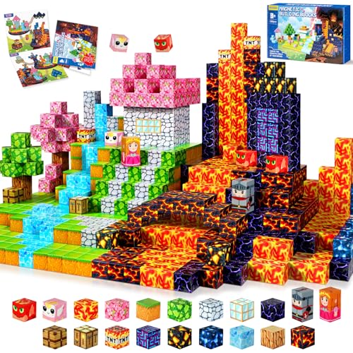 COOLJOYA Magnetische Bausteine, 150 Teile Magnetbausteine ab 4 Jahre, Magnetische Bauwelt Spielzeug Magnetblöcke für Kinder ab 3 4 5 6 7 8 9 Jahre Verstaubare