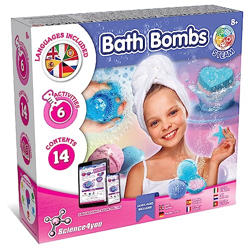 Science4you – Badebomben Selber Machen Set für Kinder ab 8 Jahren – Badekugeln Basteln Mädchen 6 7 8 9+ Jahren, 6 badewannenspielzeug Experimente - Bade bomben Geschenkset für Mädchen und Jungen