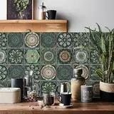 HORIWE Fliesenaufkleber Mosaik Wandfliese Aufkleber 24 Stück PVC Fliesensticker Fliesen Marokko Selbstklebende Tapete Wasserdicht Wandaufkleber für Küche,Schrank,Möbel,Tisch