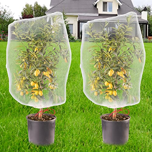 Pflanzenschutznetz - Vaktop 2 Pack Insektenschutznetz mit Kordelzug, Schutznetz Pflanzen Feinmaschig, Garten Insektennetz - für Pflanzen Gemüse Schutz (120 x 80cm)