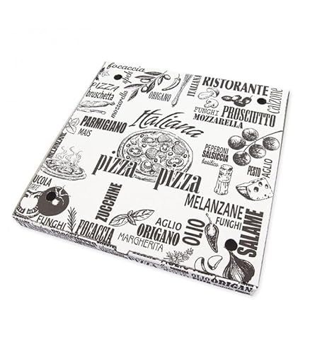 Pizzaschachteln: Hochwertige Packung mit 200 Pizzaschalen, weiß, Maße: 33 x 33 x 33 x 3 cm