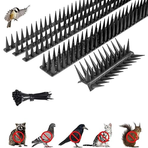 Wivico Vogelabwehr Spikes Taubenabwehr Balkon Vogelschutz 4.3m（43cm x 10Stk.） Taubenschutz Katzen Spikes Taubenspikes Taubenschreck Katzen Schreck für Katze,Marder,Taube,Zaun,Fensterbank,Dach/Schwarz