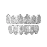 Gold/Silber Grillz Zähne Joker Zähne Hip Hop Teeth Grills Set Microset Diamond Braces Hip Hop Zähne Fake Zahnspange Dekoration