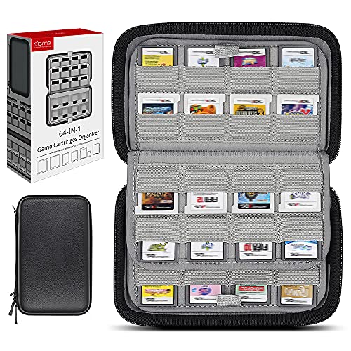 sisma 64 Spiele Aufbewahrung Tasche Game Case Kompatibel mit Nintendo DS 3DS Switch Spiele, Game Card Box Organizer Hard Case Schutz Hülle, Schwarz