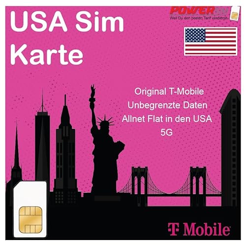 T-Mobile Prepaid-SIM-Karte – Unbegrenzte Internetdaten in den USA, 5 GB kostenloses Roaming in Kanada und Mexiko – Unbegrenzte Anrufe und SMS