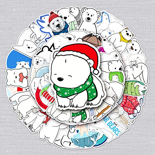 Eisbär Aufkleber Polar Bear Sticker Set 50 Stücke Niedlich Deko für Auto Laptop Skateboard Fahrrad Moped Motorrad Fahrrad Computer,Geeignet für Erwachsene Kinder