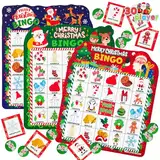 JOYIN Weihnachts-Bingo-Kartenspiel für 30 Spieler, 3 Farben, Bingo-Karten für Kinder für Aktivitäten in der Schule, Familie Klassenzimmer Winter-Bingo für Weihnachtspartys Partyspiele für Erwachsene