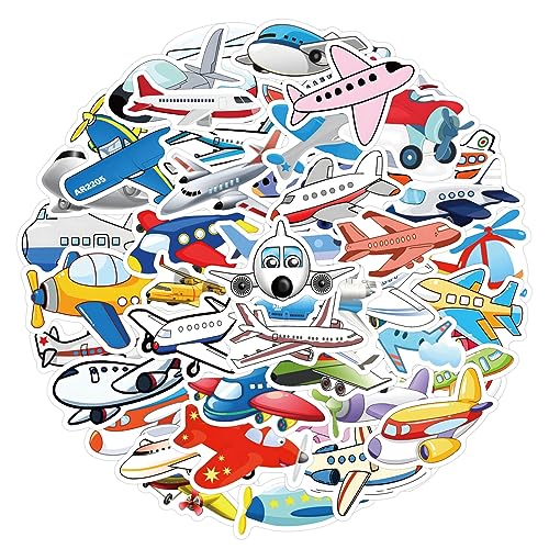 AUCEKO 60 Stück Flugzeuge Aufkleber Pack Plane Sticker Set wasserdichte Vinyl Sticker für Laptop Kinder Autos Motorrad Fahrrad Skateboard Gepäck Koffer Computer Aufkleber Graffiti Decal