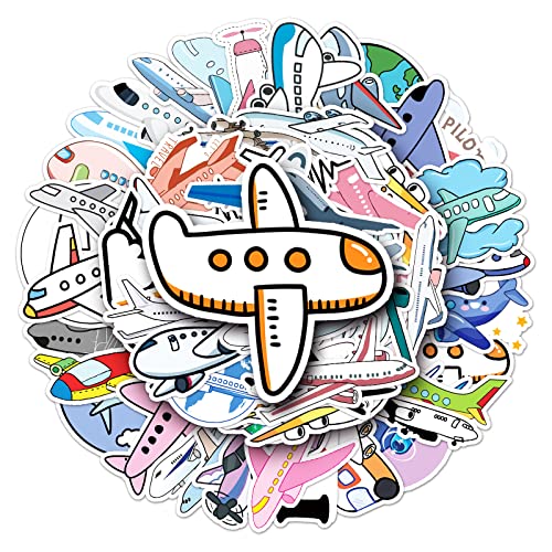 Luftfahrzeug Aufkleber für Laptop (50 PCS),Geschenk für Kinder Jugendliche Erwachsene Jungen,Aircraft Stickers Wasserdicht Vinyl Aufkleber für Scrapbook,Skateboard,Auto,Gepäck
