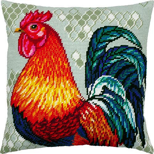 Brvsk Hahn. Needlepoint Kit. Dekokissen 16×16 Zoll. Bedruckter Wandteppich, europäische Qualität