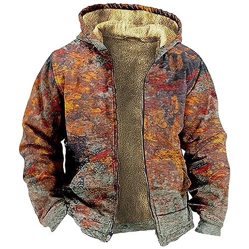 KONG JIMFAN Sweatjacke Herren Poloshirt Langarm Herren Pullover Herren Mit Kapuze Regenjacke Herren Leicht Rains Jacke Jacke Herren Winter Vicinity Hoodie Splittertarn Sweatshirt Jacke(Orange,S)